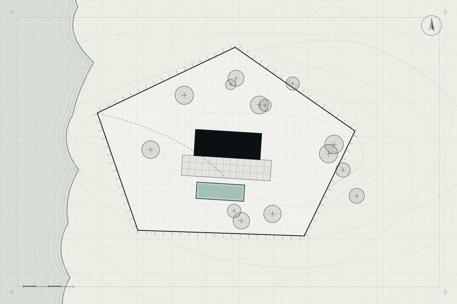 Plan de masse — Villa en balcon sur la Méditerranée, Èze